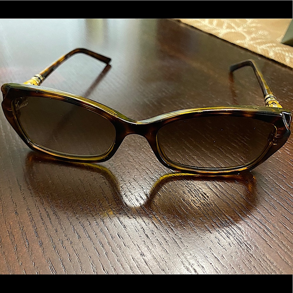 authentic vintage Gucci sunglasses / bamboo sides